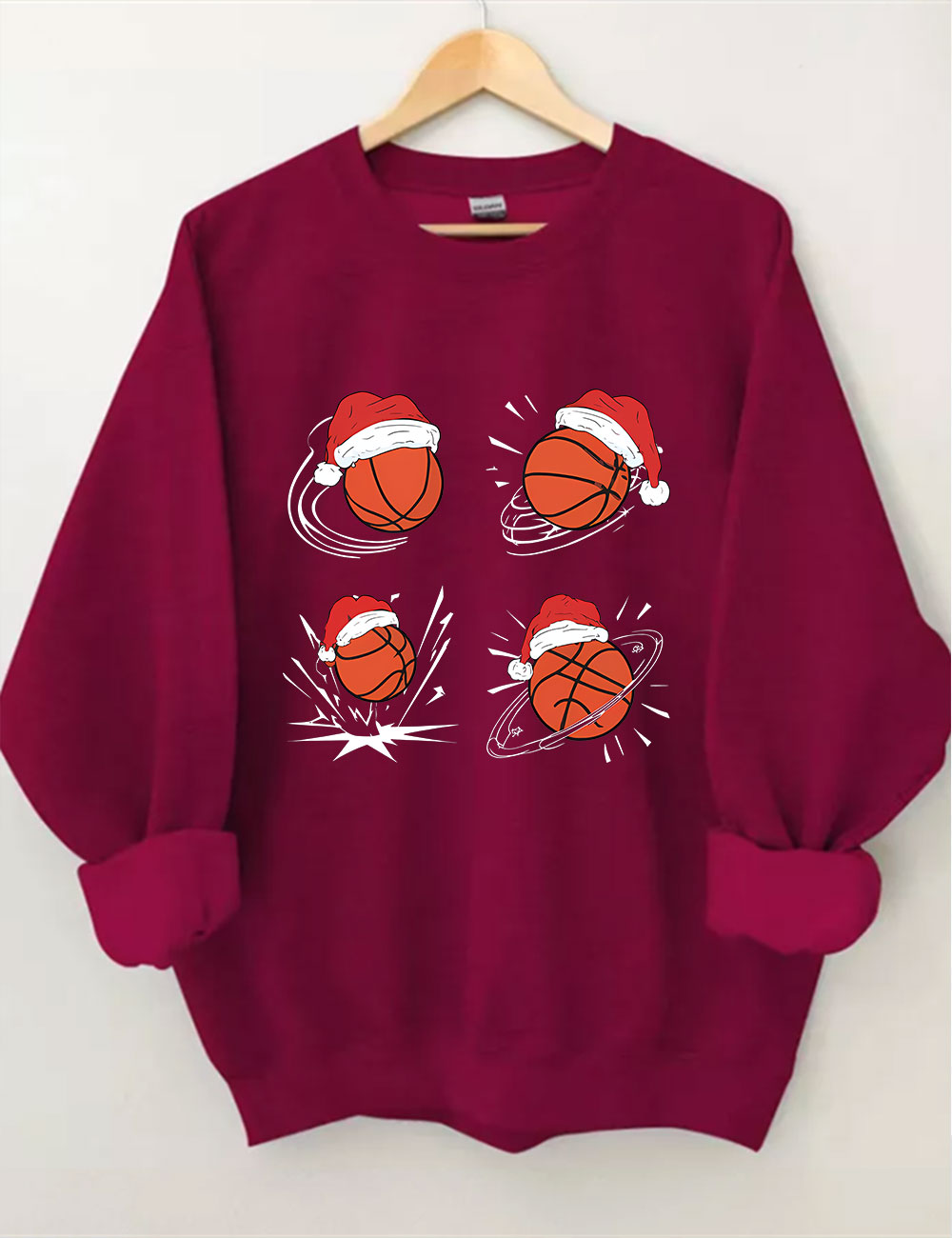 Santa Hat  Basketball Christmas Sweatshirt