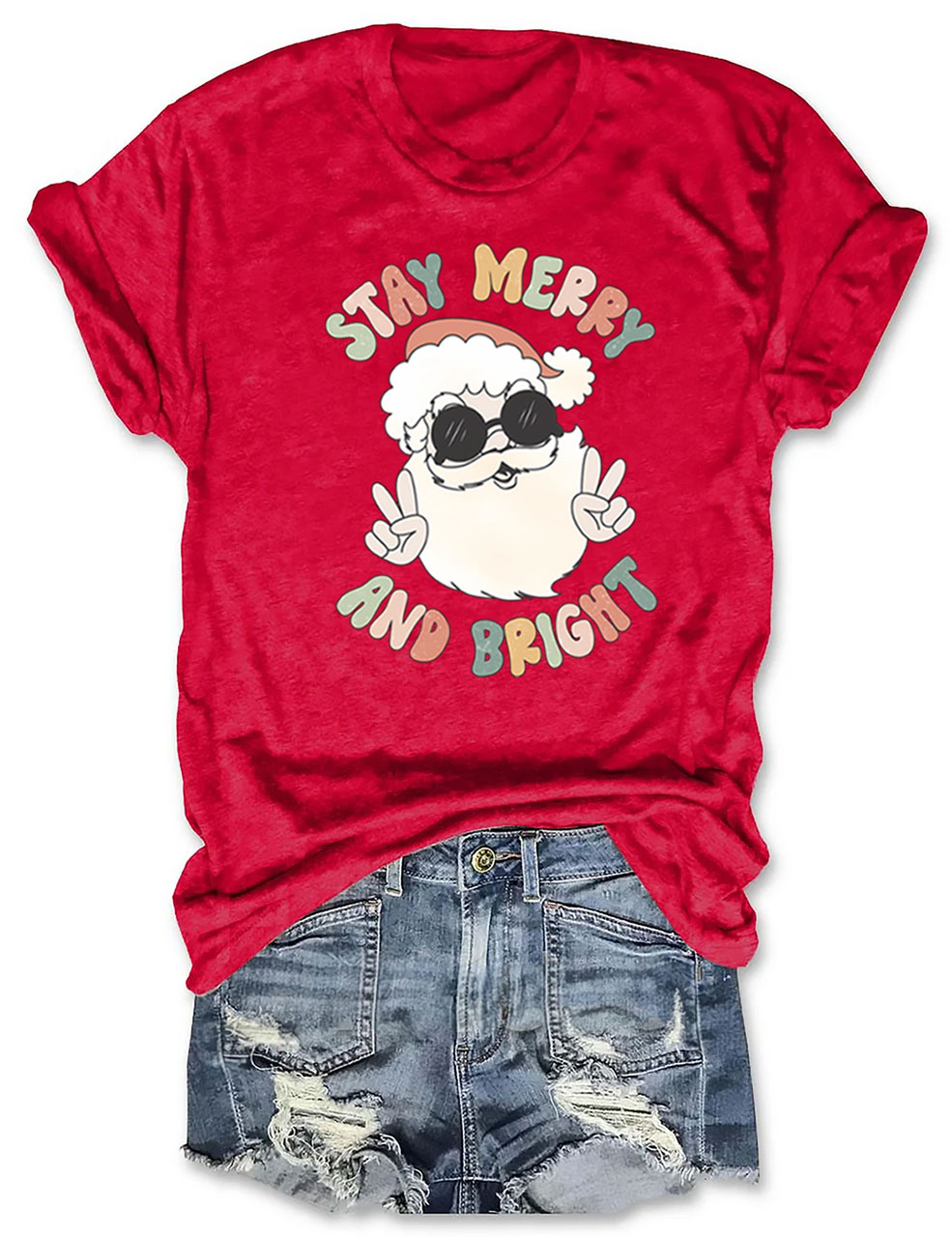 Retro Merry and Bright Santa T-Shirt