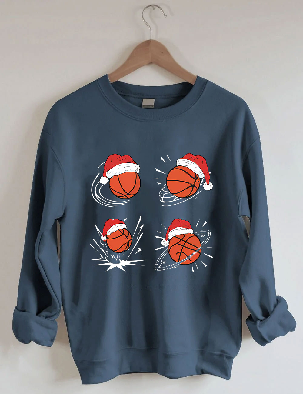 Santa Hat  Basketball Christmas Sweatshirt