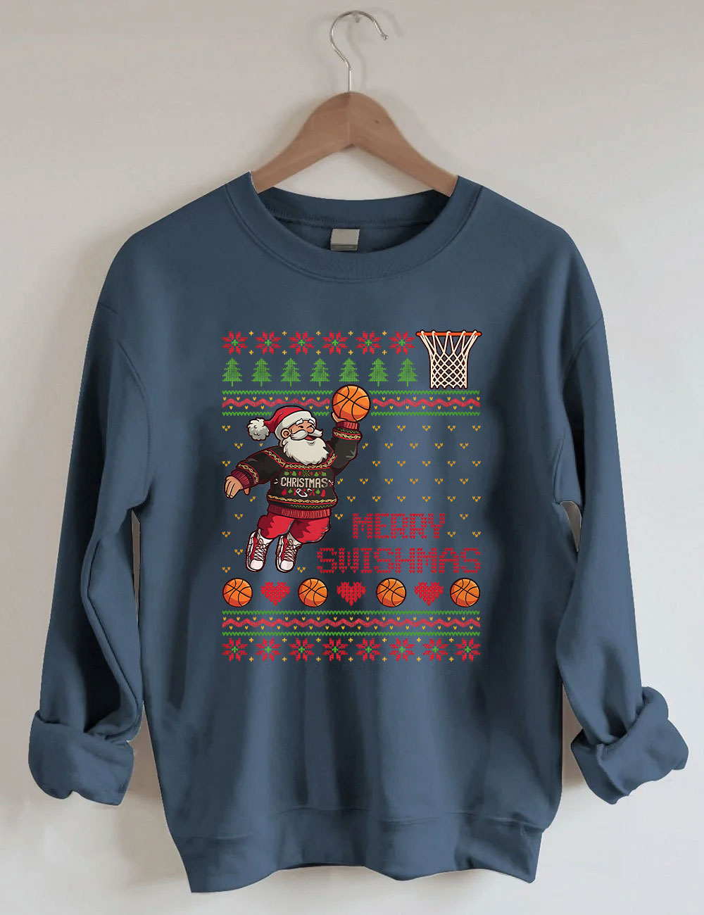 Santa Dunk Ugly Basketball Sweatshirt