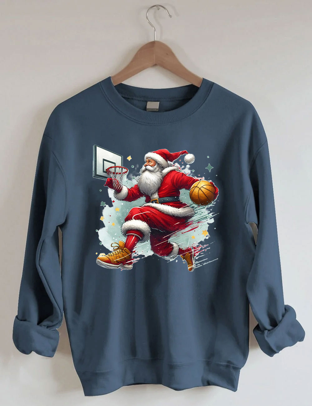 Funny Basketball Santa Merry Christmas Sweatshirt