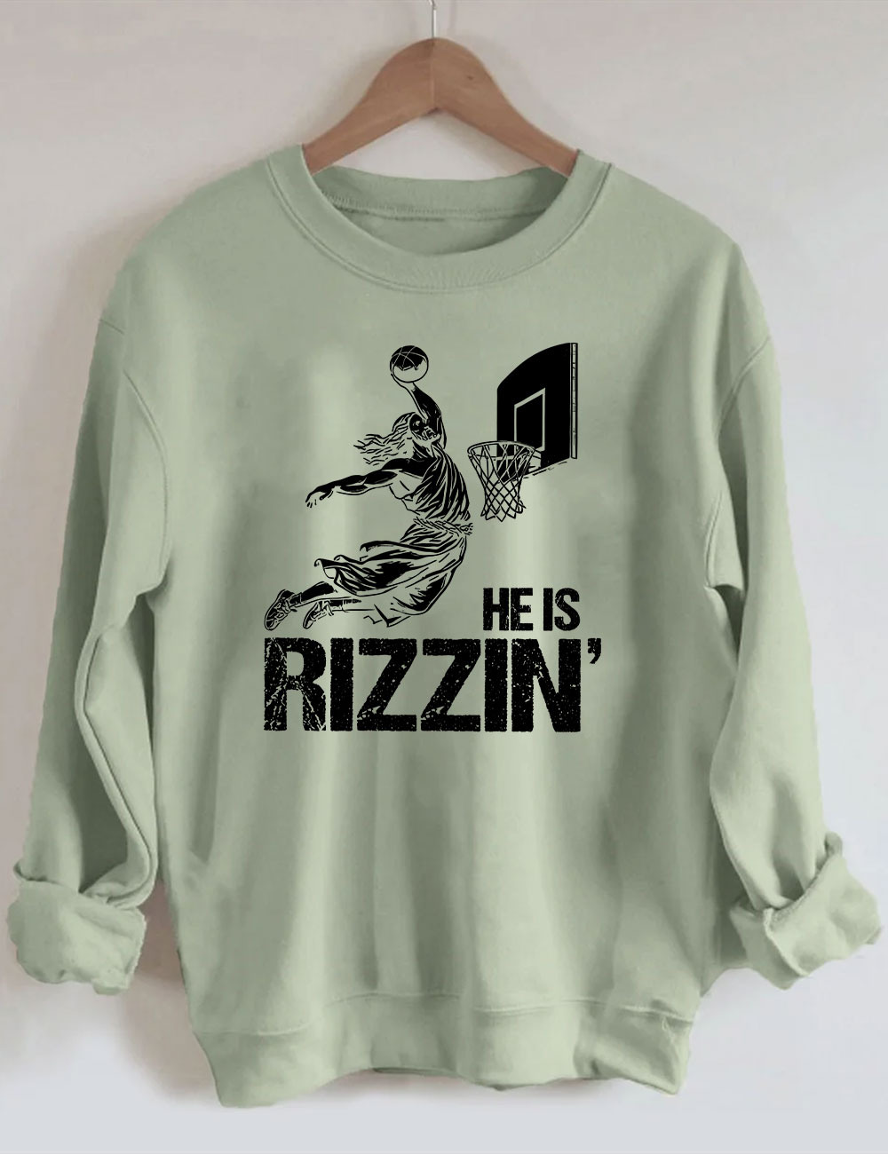 He is Rizzin Funny Jesus Playing Basketball Sweatshirt