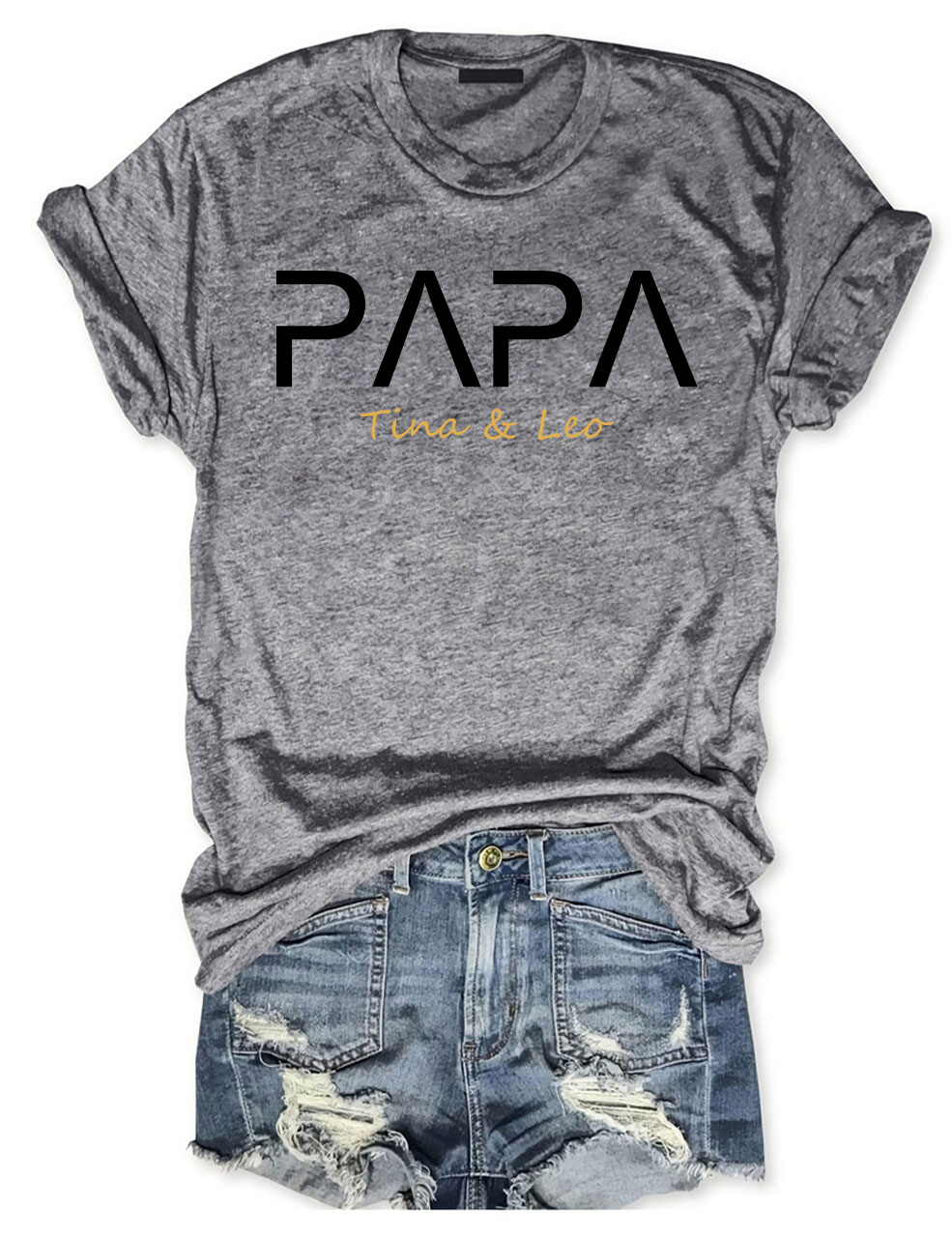 Custom PAPA With Child's Name T-shirt