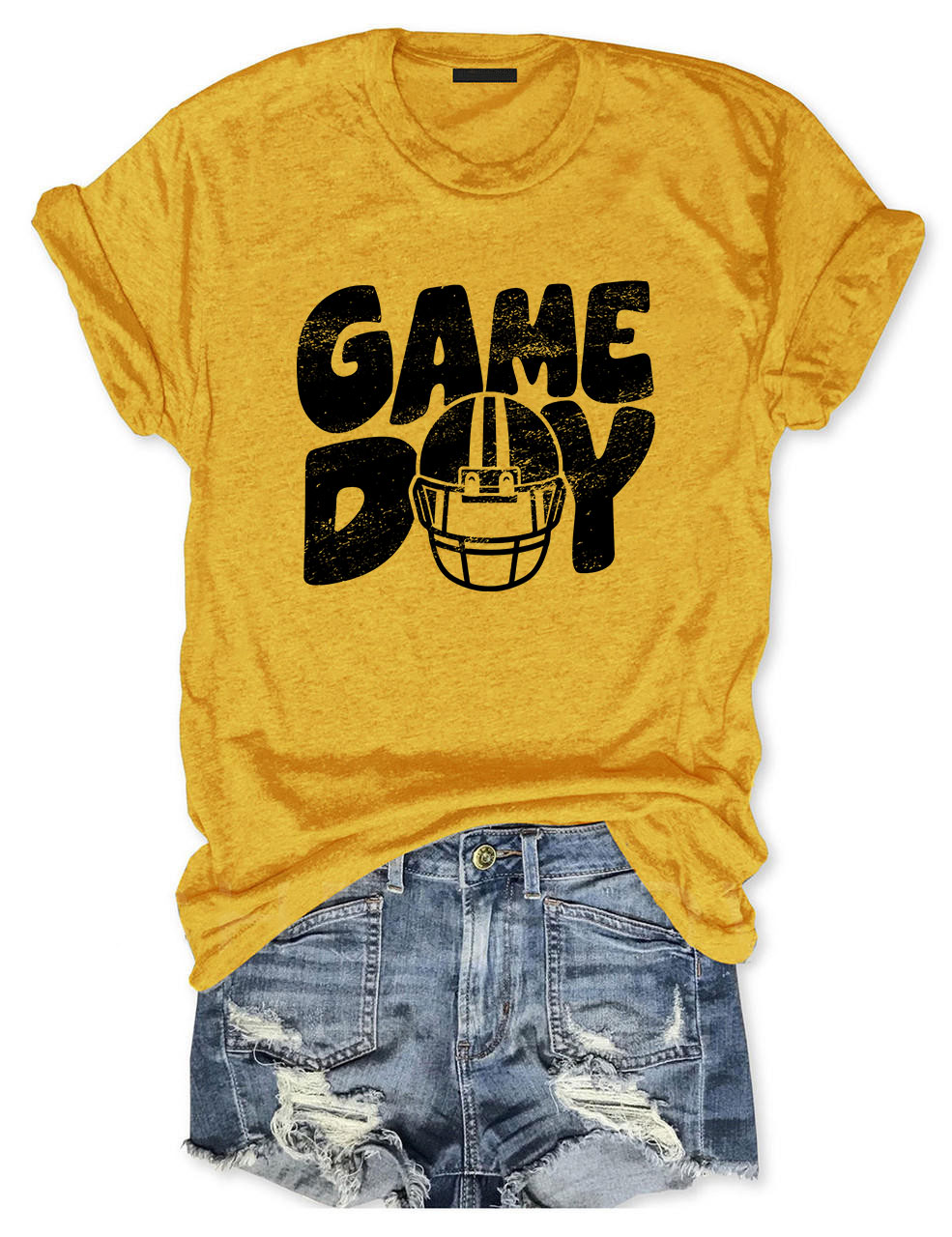 Distressed Helmet Football Game Day T-Shirt