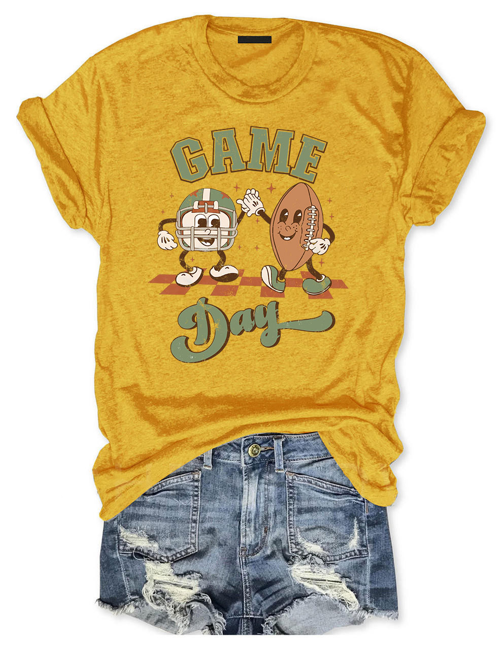 Distressed Retro Game Day Football T-Shirt
