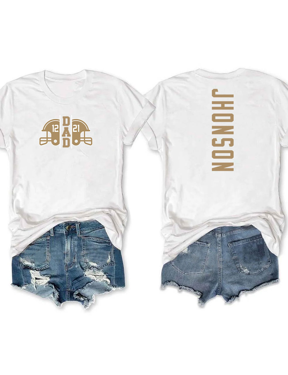 2 Players Custom Football Dad T-shirt