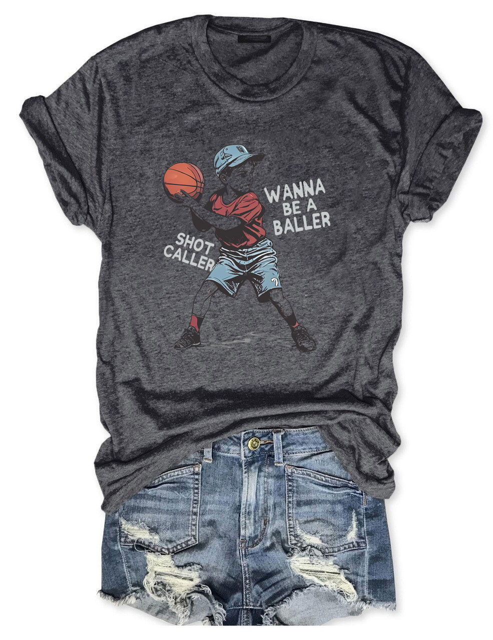 Wanna be a baller shot caller Retro Basketball T-shirt