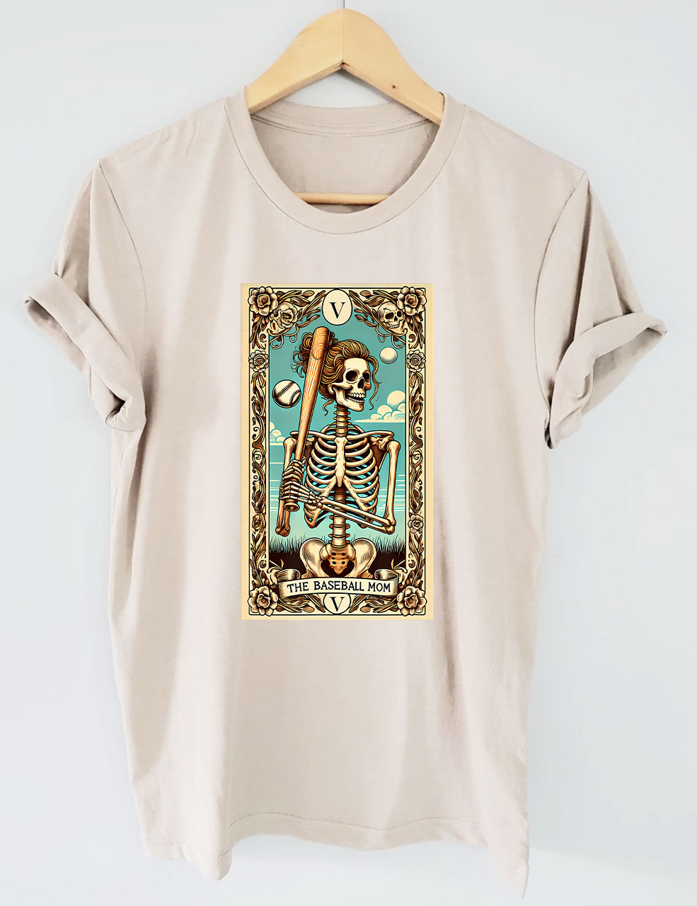 Funny Skeleton Softball Mom Tarot Card T-shirt