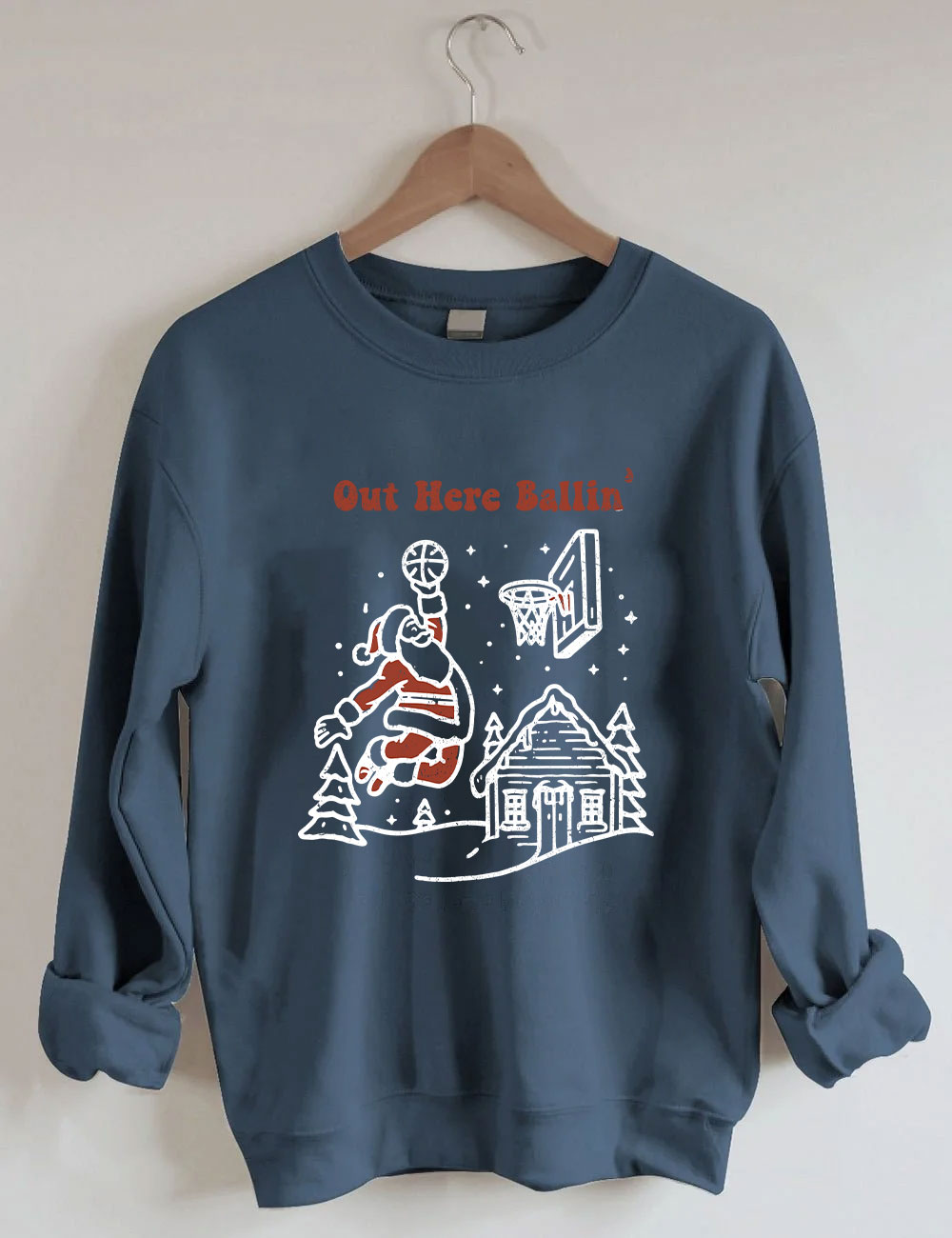 Out Here Ballin Santa Playing Basketball Sweatshirt