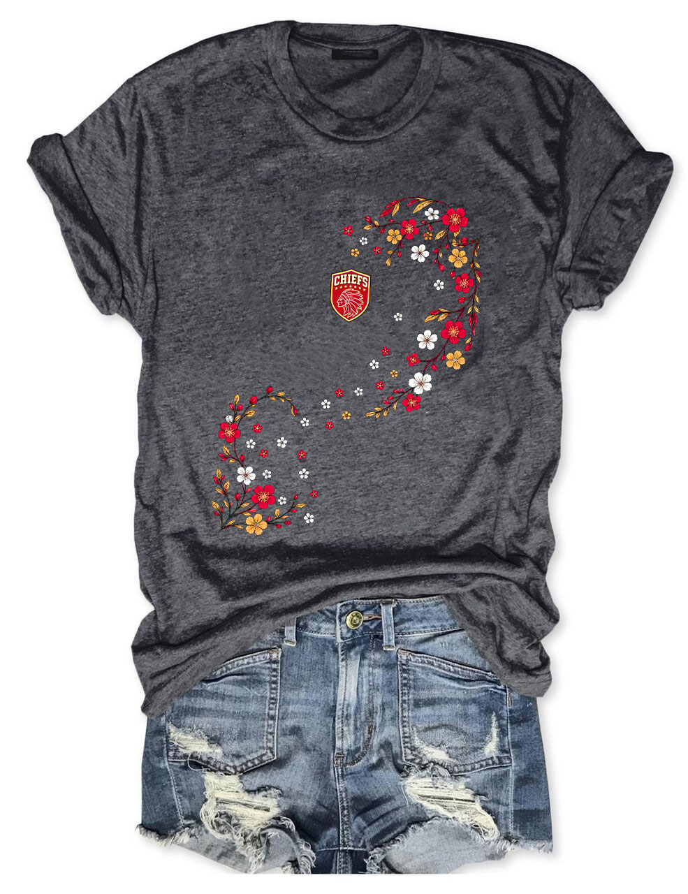Chiefs Floral Football T-Shirt