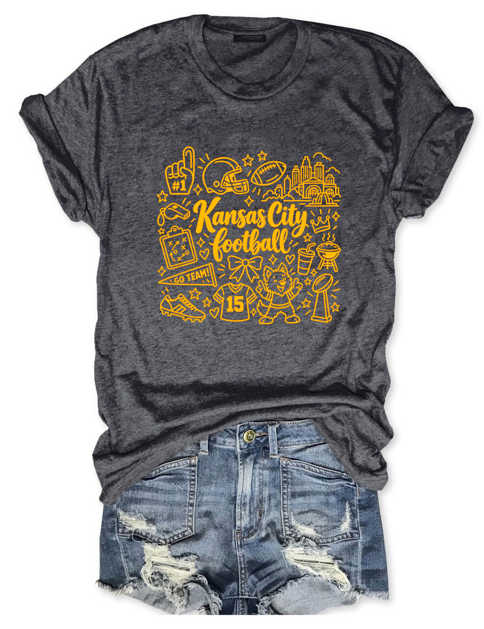 Kansas City Football Doodle Art T-Shirt