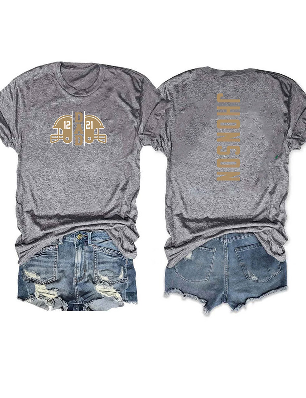 2 Players Custom Football Dad T-shirt