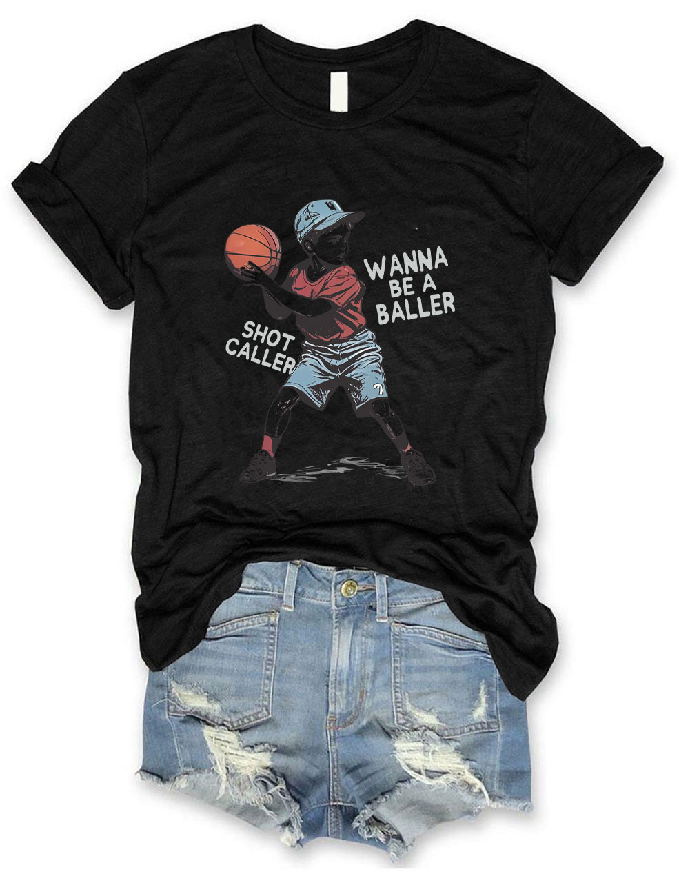 Custom Wanna be a baller shot caller Retro Basketball T-shirt