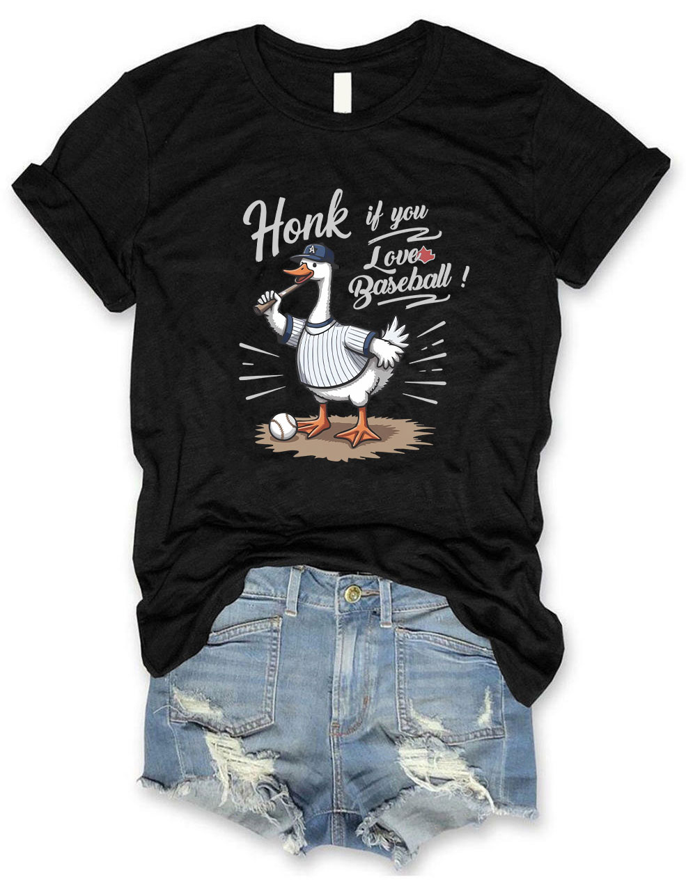 Honk If You Love Baseball Funny Goose T-shirt