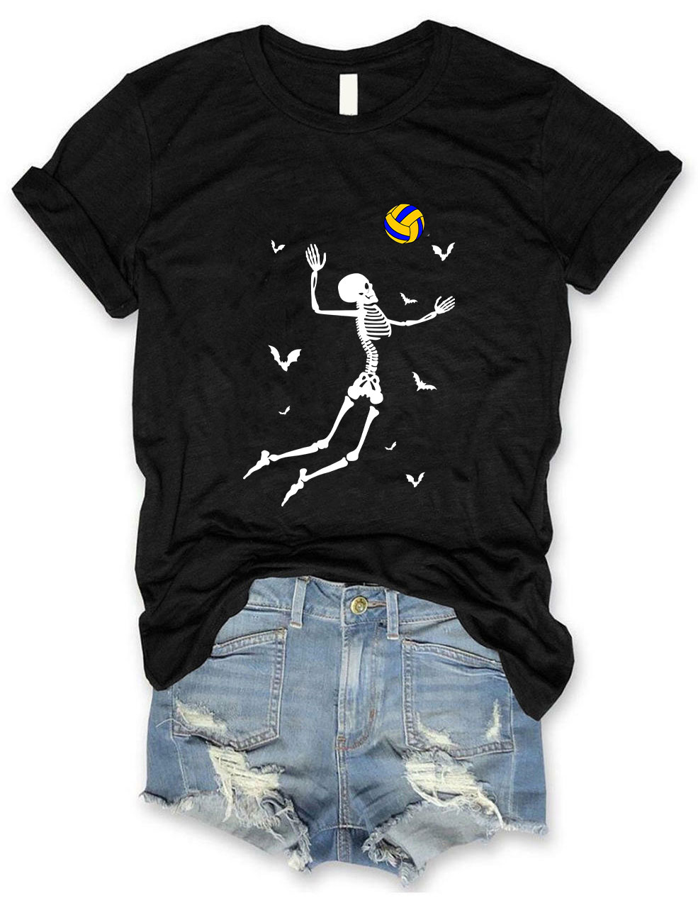 Dancing Skeletons Funny Halloween Volleyball T-shirt