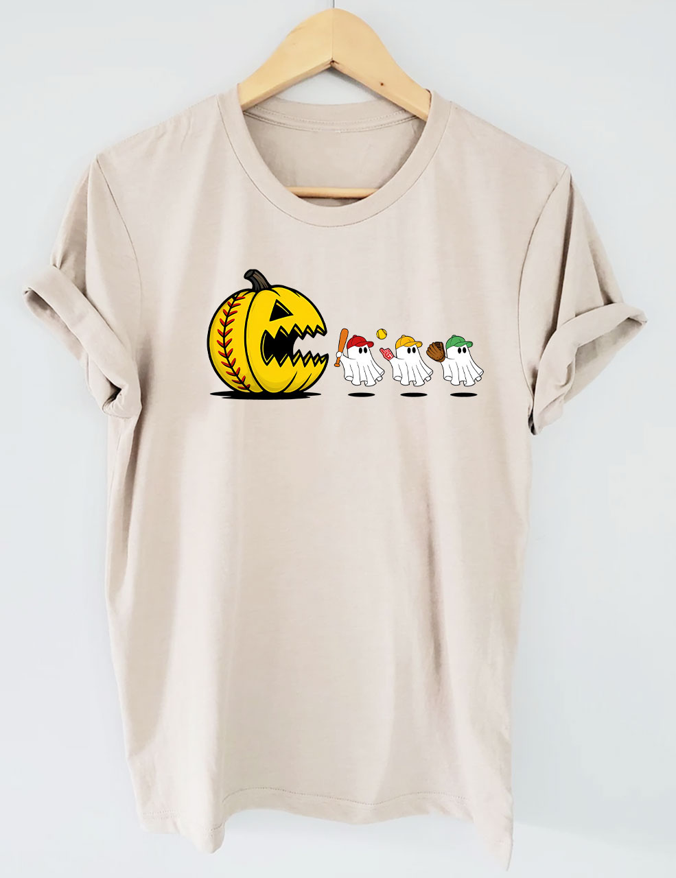 Funny Spooky Ghosts Softball T-Shirt