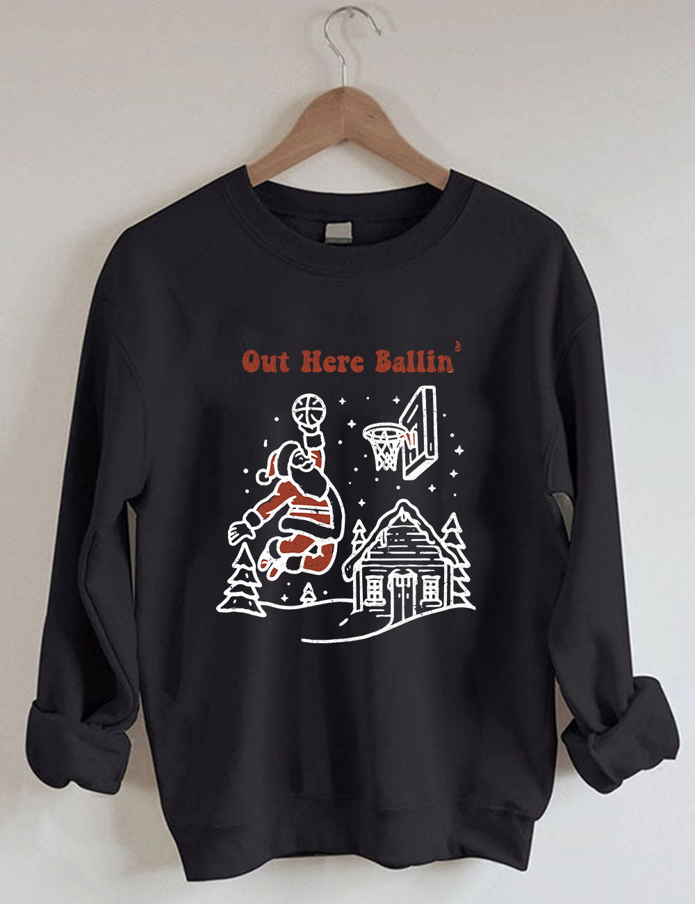 Out Here Ballin Santa Playing Basketball Sweatshirt