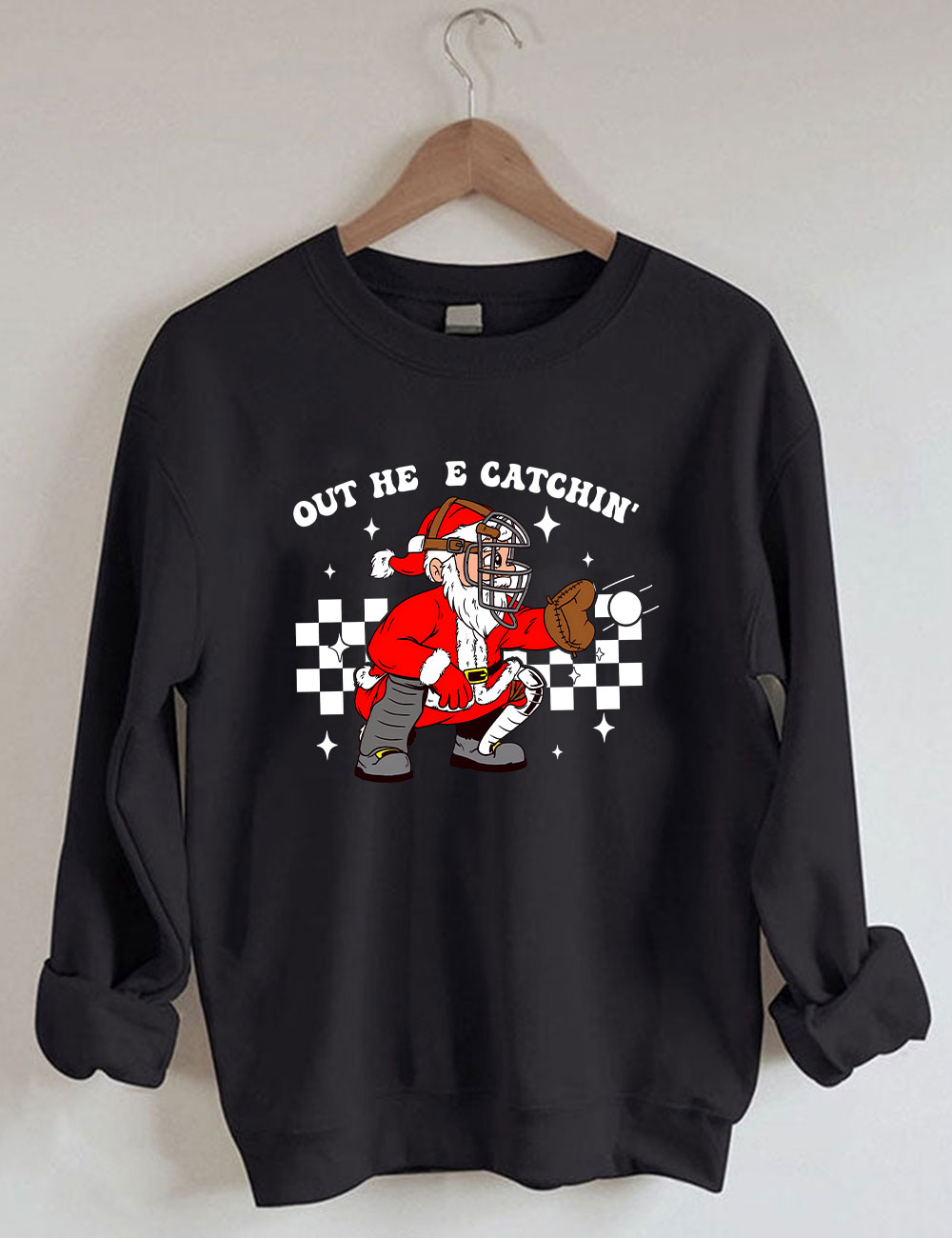 Out Here Catchin' Christmas Football Santa Football Sweatshirt