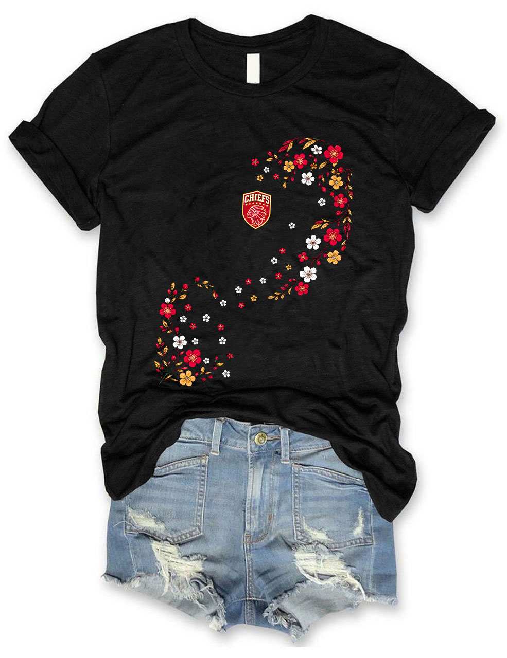 Chiefs Floral Football T-Shirt