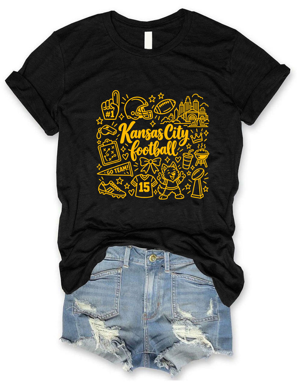 Kansas City Football Doodle Art T-Shirt