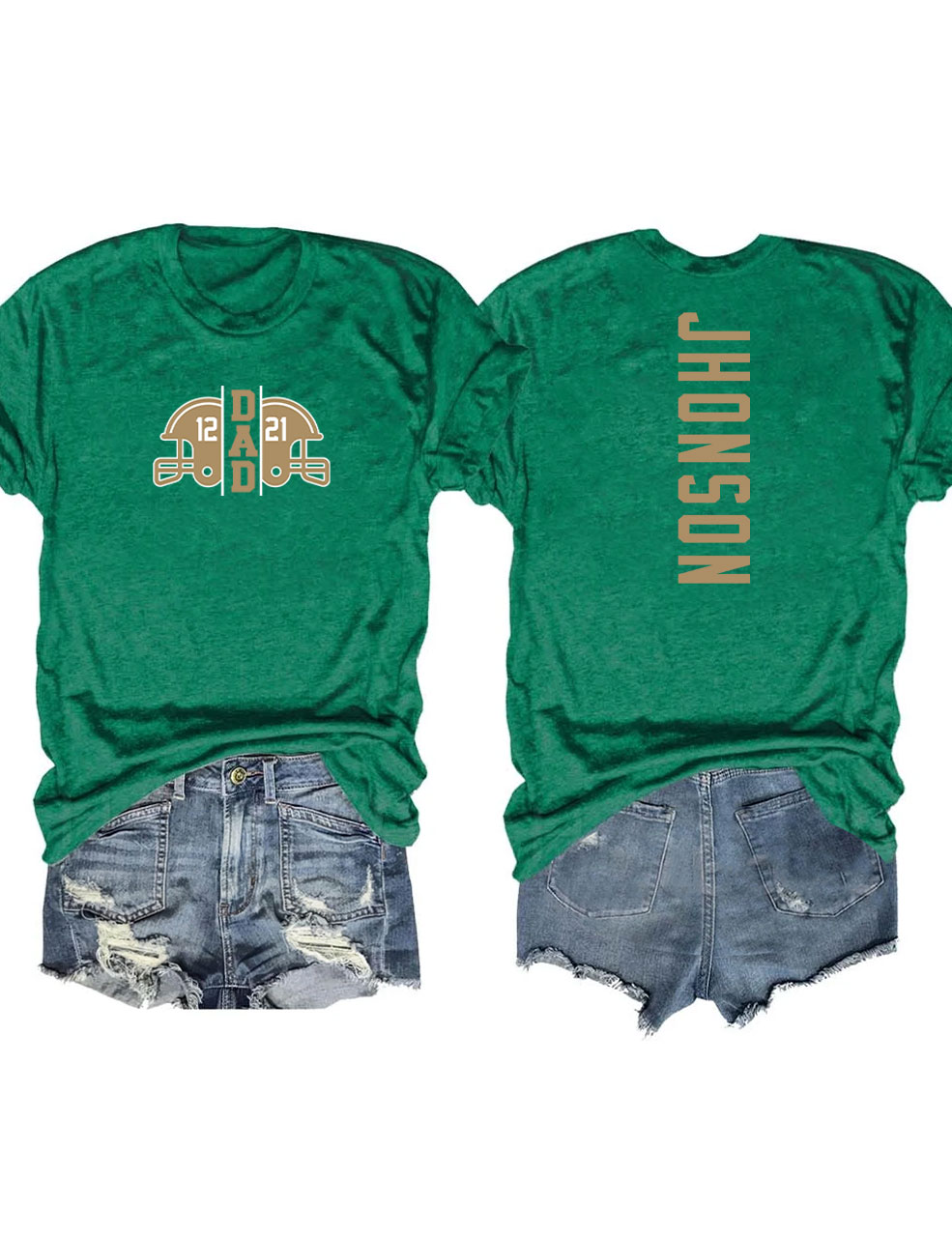 2 Players Custom Football Dad T-shirt