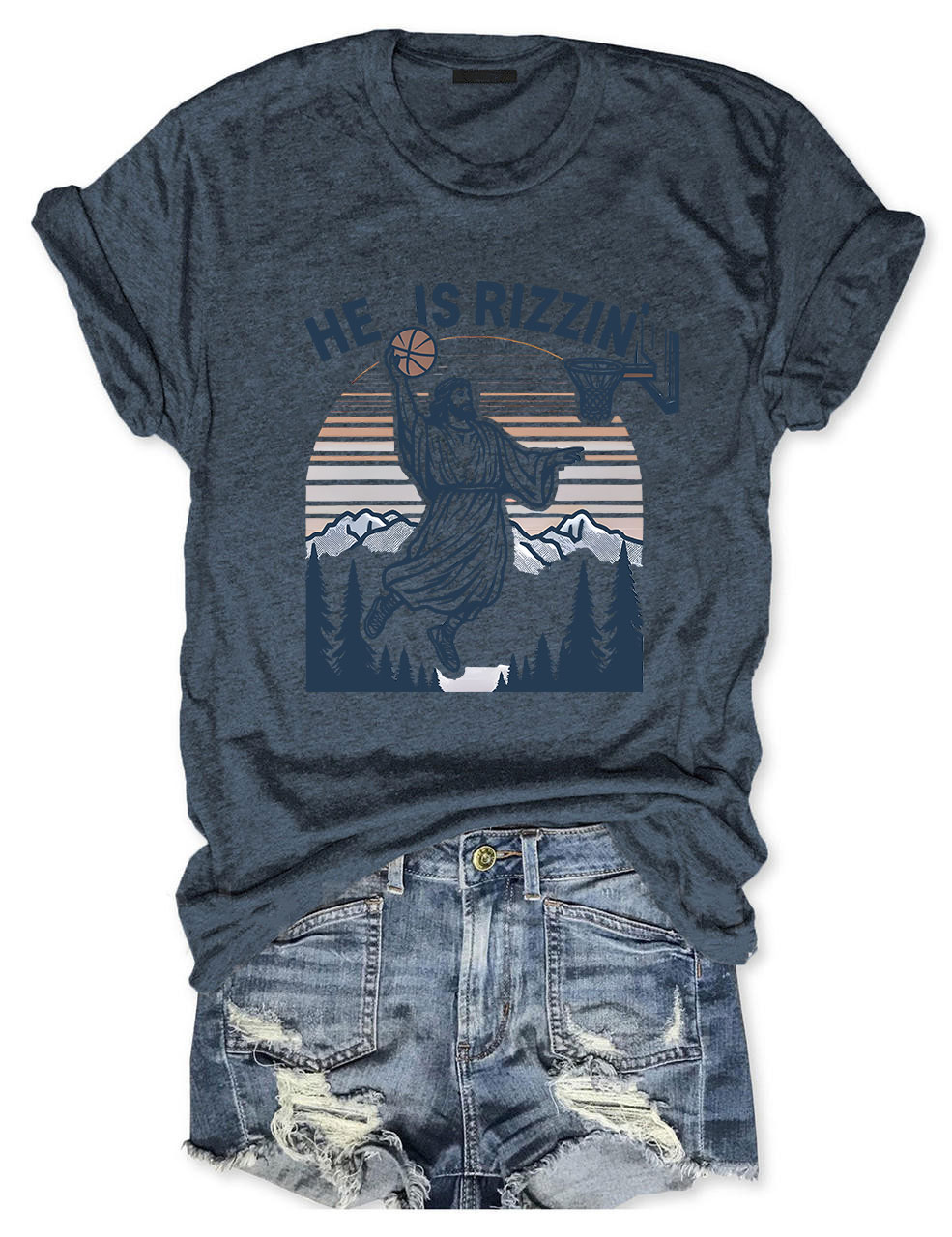 He is Rizzin Funny Jesus Playing Basketball T-shirt