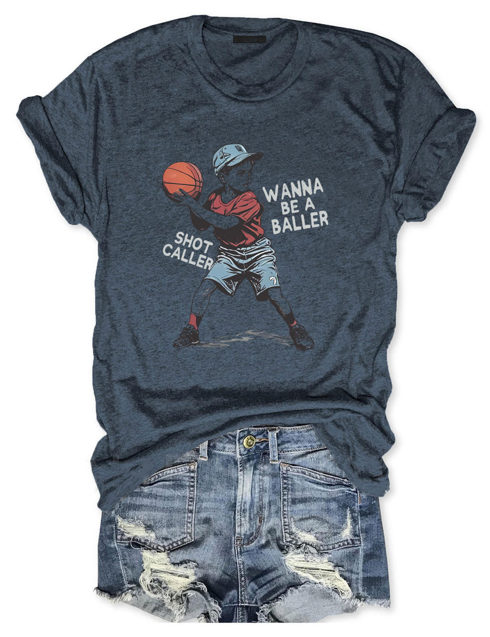 Custom Wanna be a baller shot caller Retro Basketball T-shirt