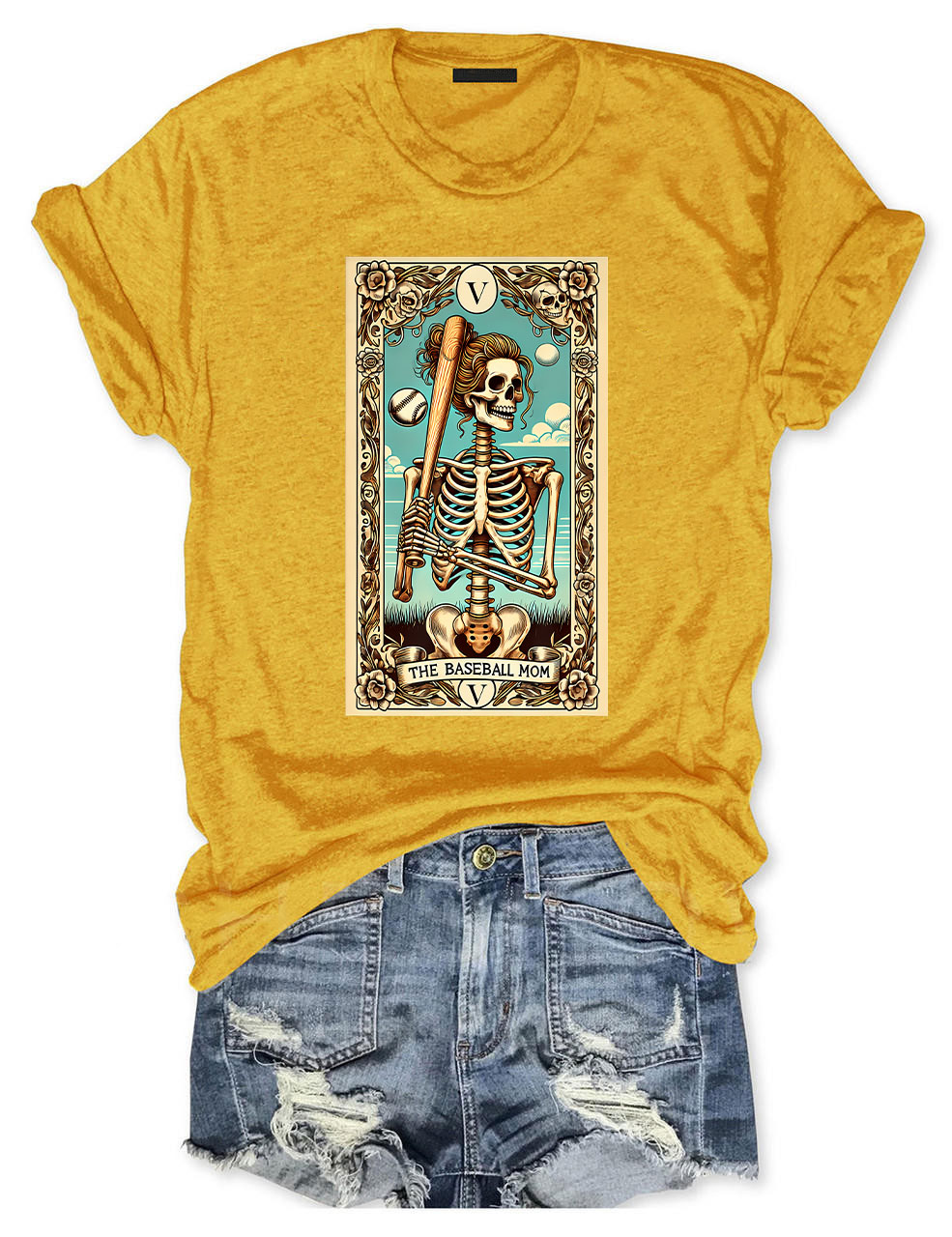 Funny Skeleton Softball Mom Tarot Card T-shirt