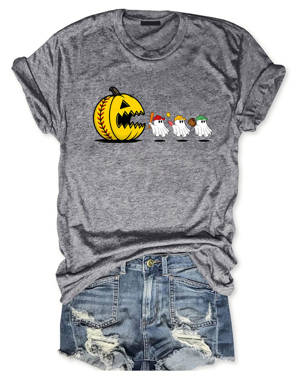 Funny Spooky Ghosts Softball T-Shirt