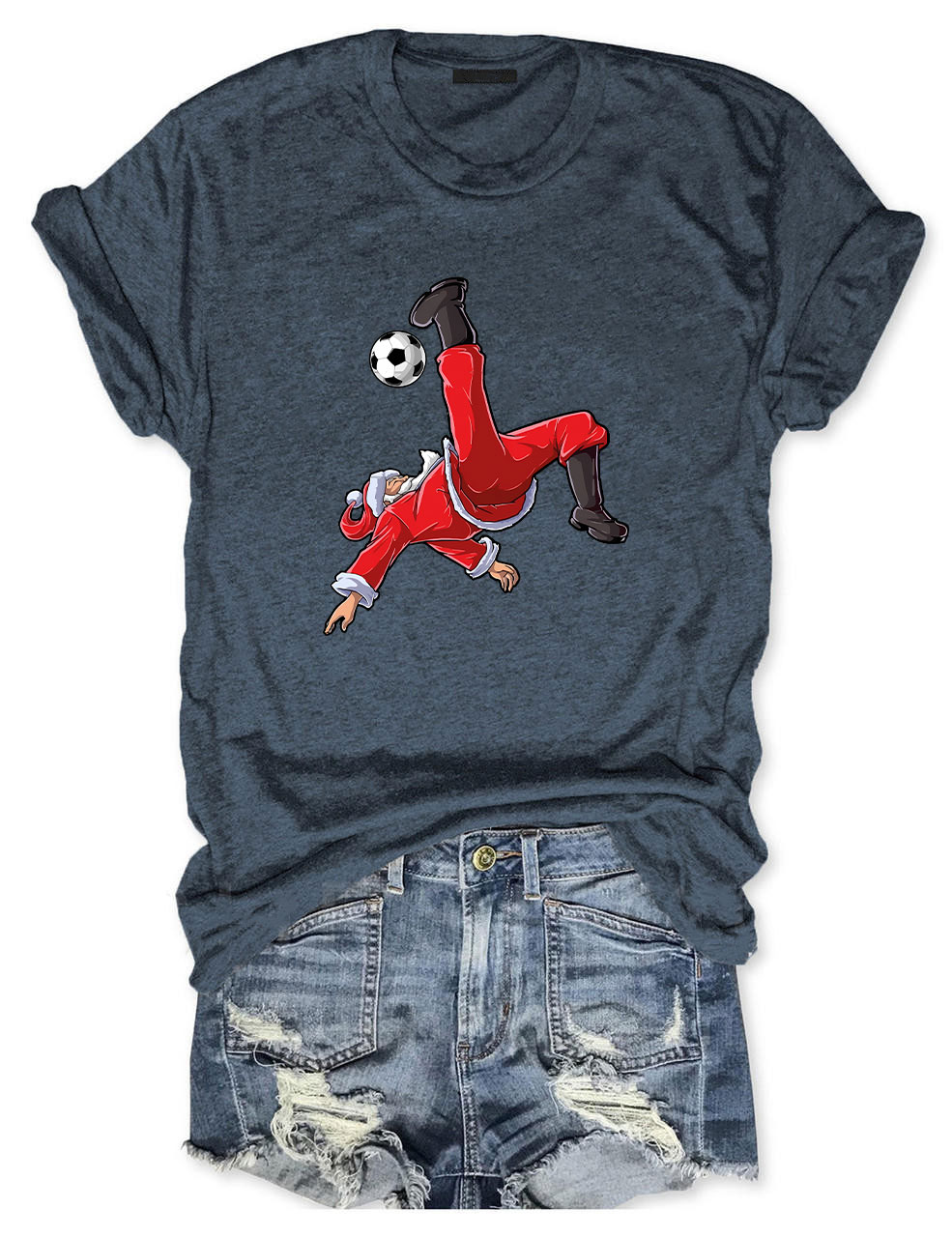 Christmas Soccer Santa Funny T-Shirt