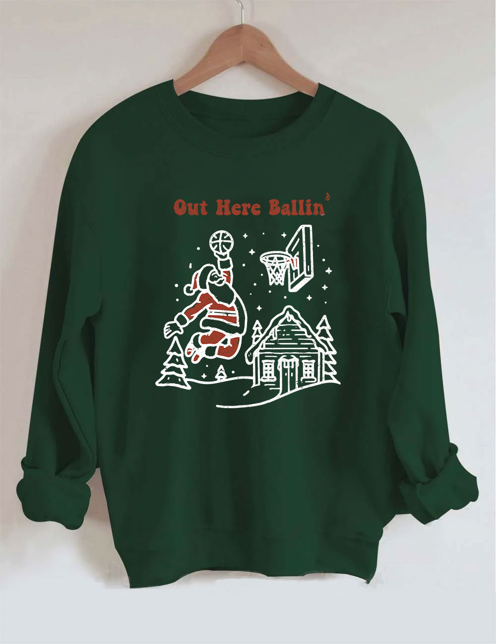 Out Here Ballin Santa Playing Basketball Sweatshirt