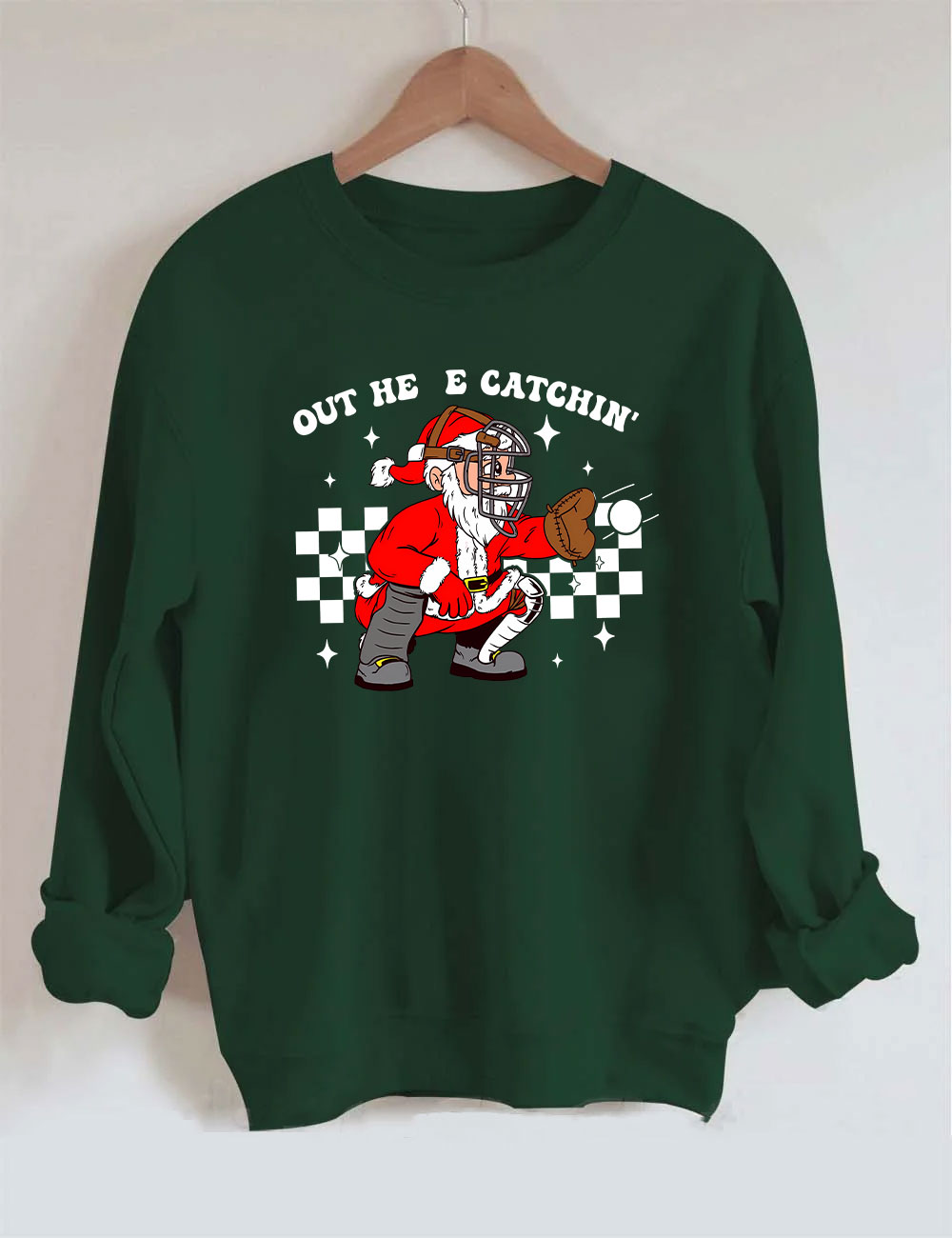 Out Here Catchin' Christmas Football Santa Football Sweatshirt