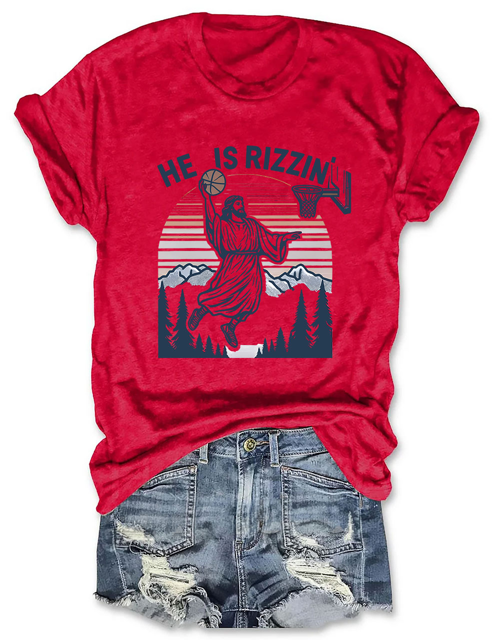 He is Rizzin Funny Jesus Playing Basketball T-shirt