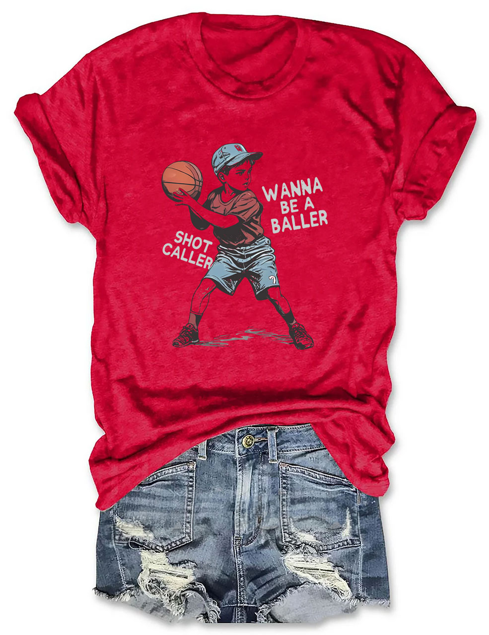 Custom Wanna be a baller shot caller Retro Basketball T-shirt