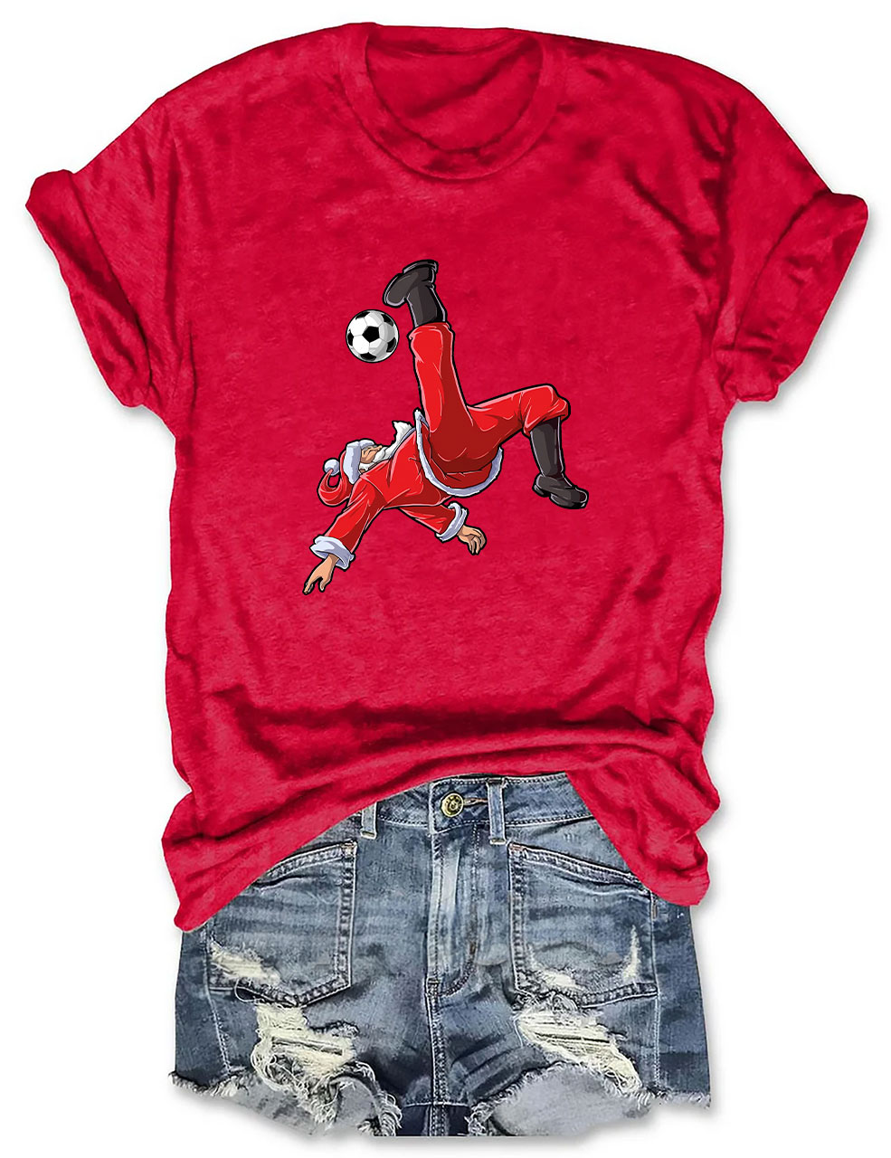 Christmas Soccer Santa Funny T-Shirt