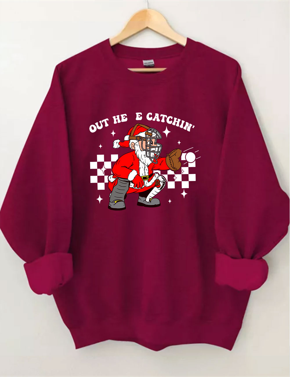 Out Here Catchin' Christmas Football Santa Football Sweatshirt