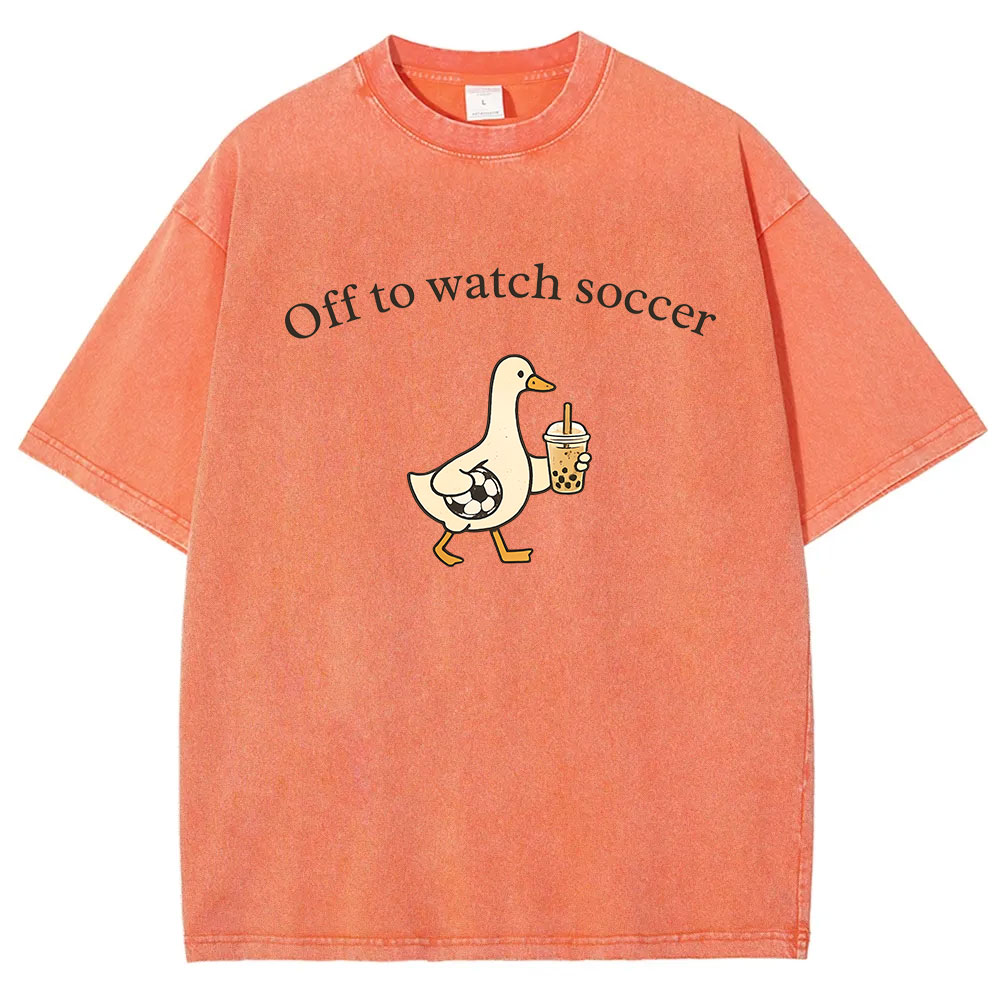 Off To Watch Soccer Silly Goose Washed T-shirt