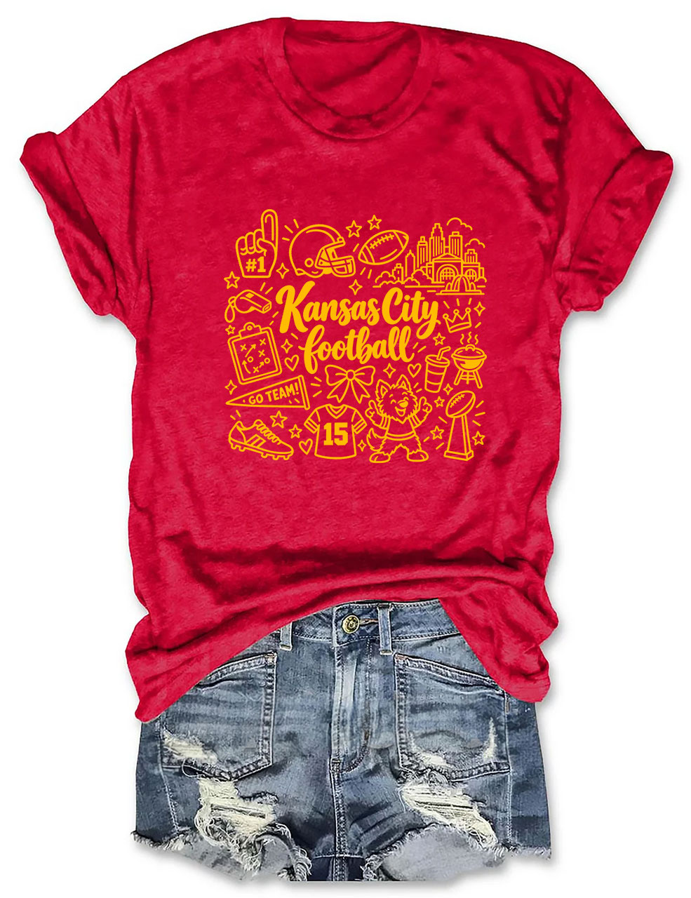 Kansas City Football Doodle Art T-Shirt