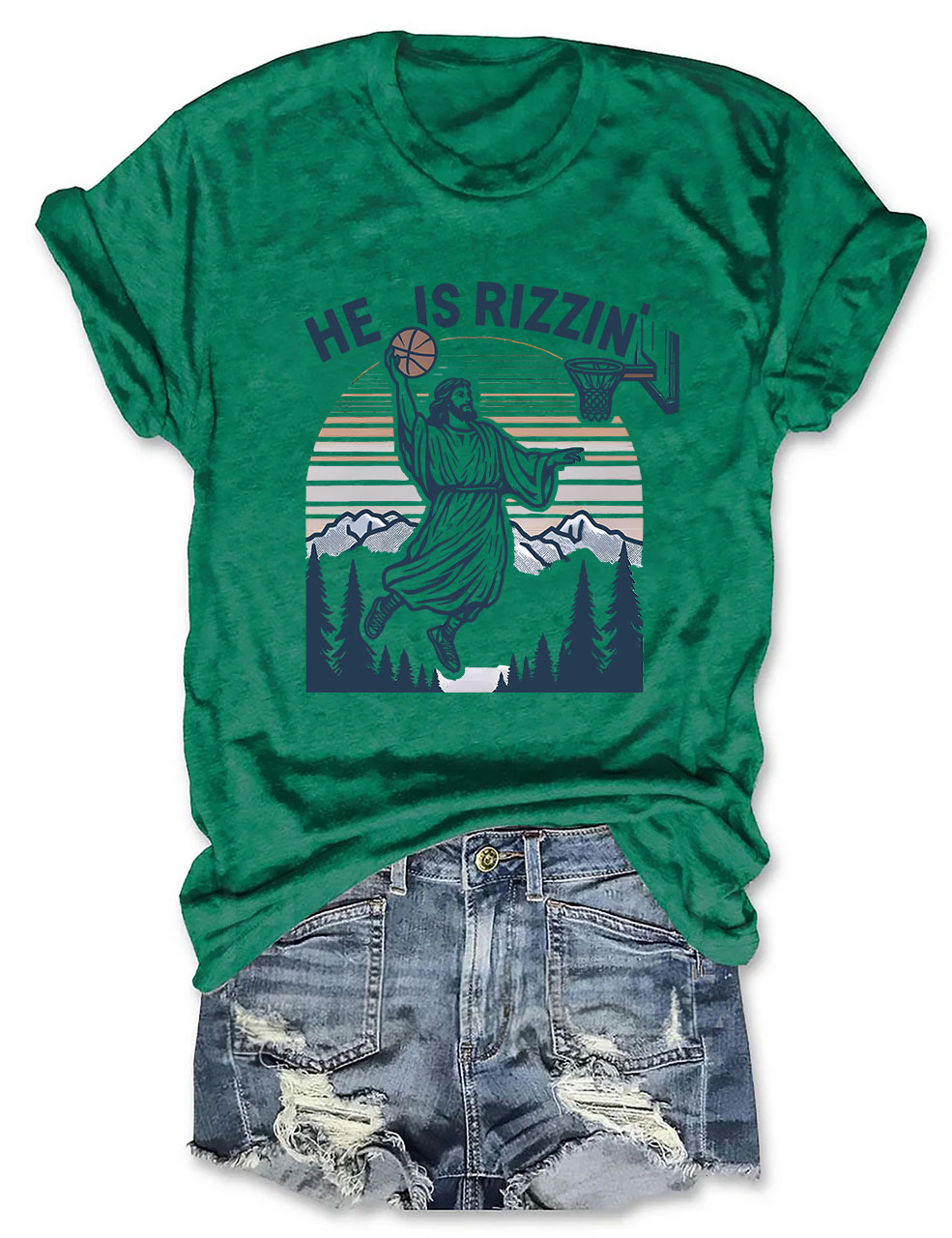 He is Rizzin Funny Jesus Playing Basketball T-shirt