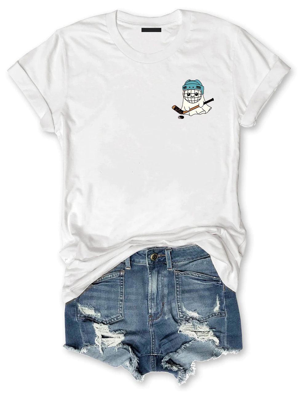 Halloween Ghost Ice Hockey Funny T-shirt