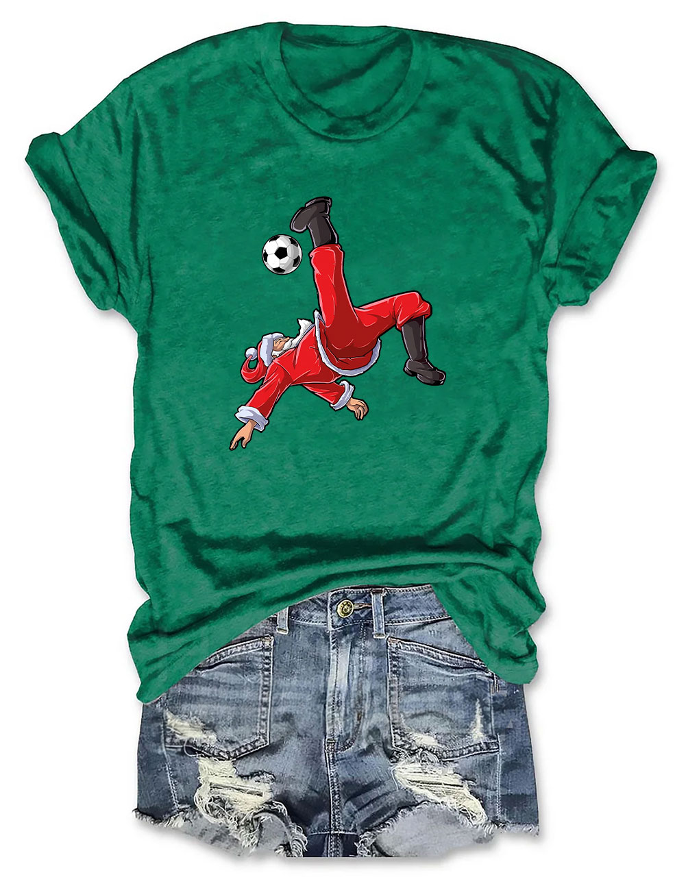 Christmas Soccer Santa Funny T-Shirt
