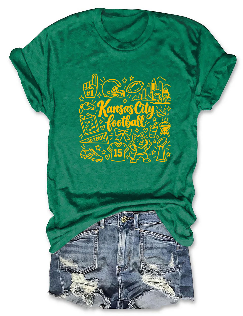 Kansas City Football Doodle Art T-Shirt