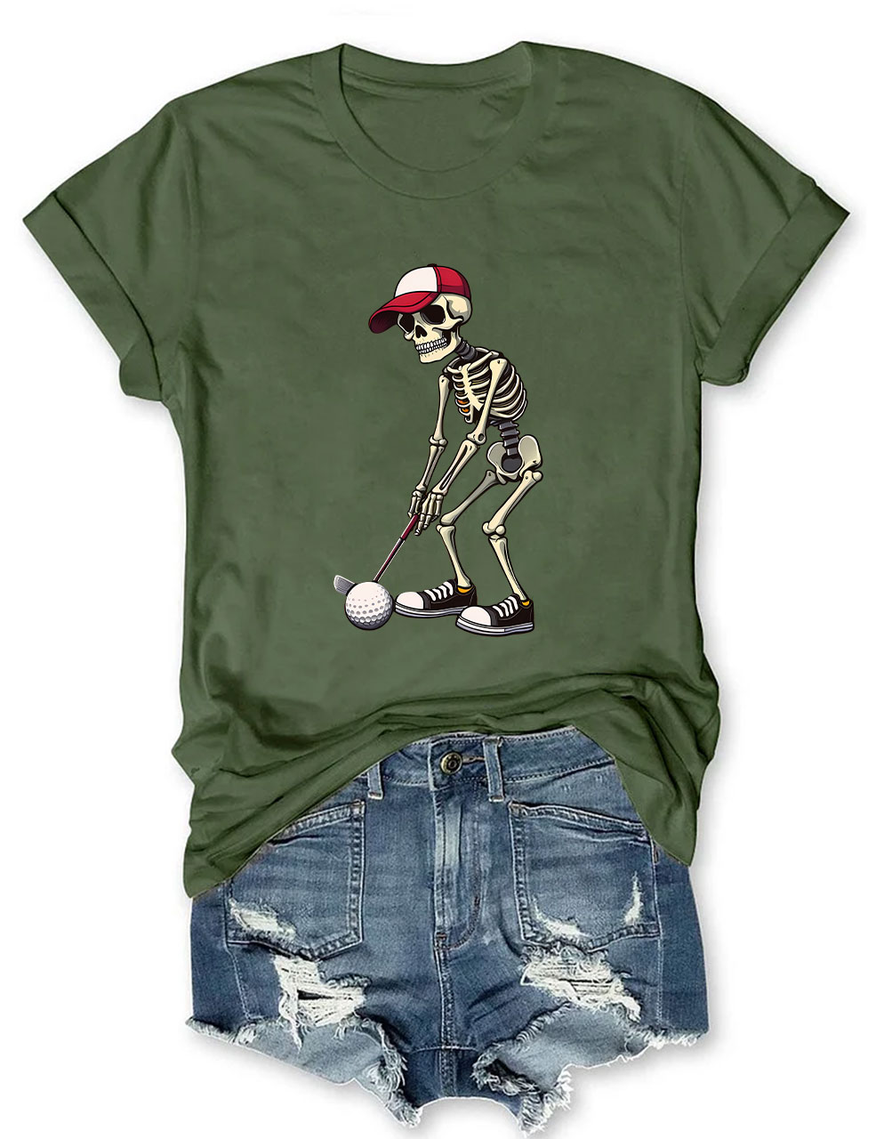 Cool Skeleton Golfer Funny T-shirt
