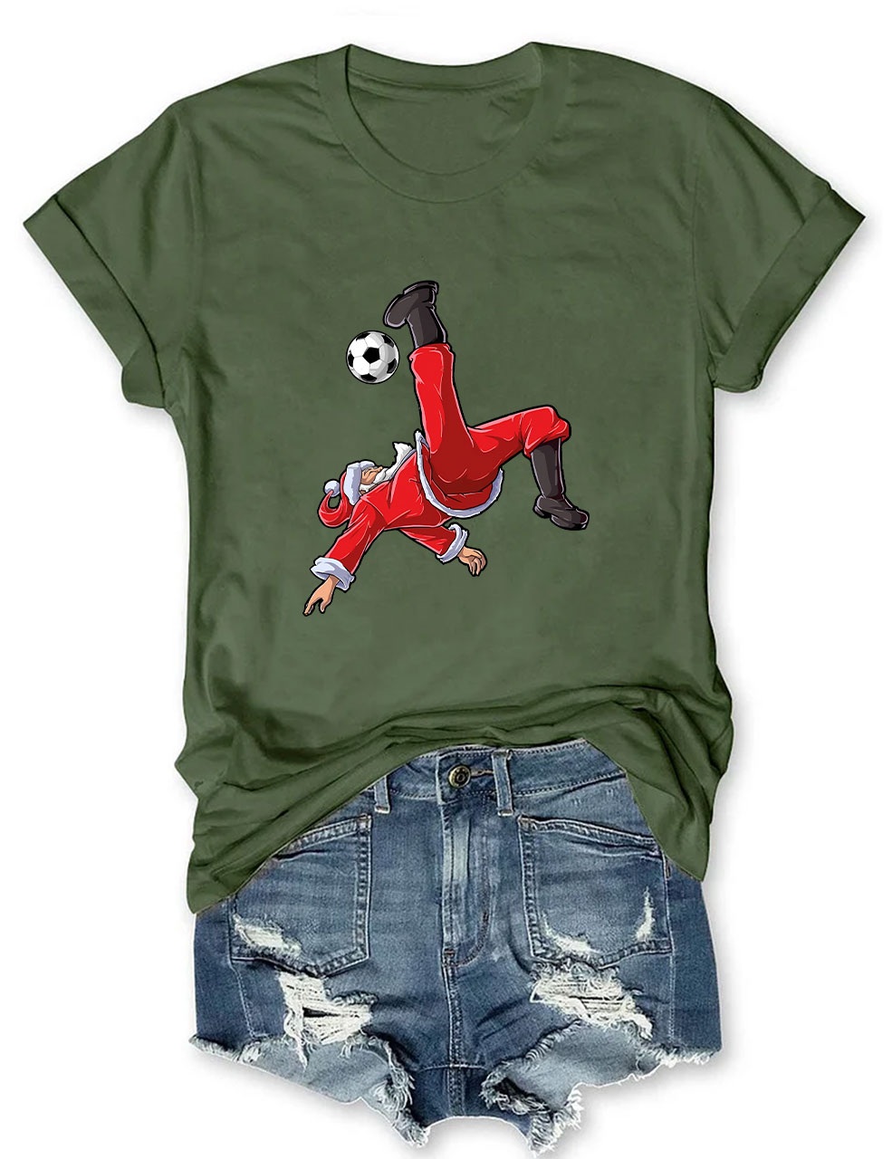 Christmas Soccer Santa Funny T-Shirt