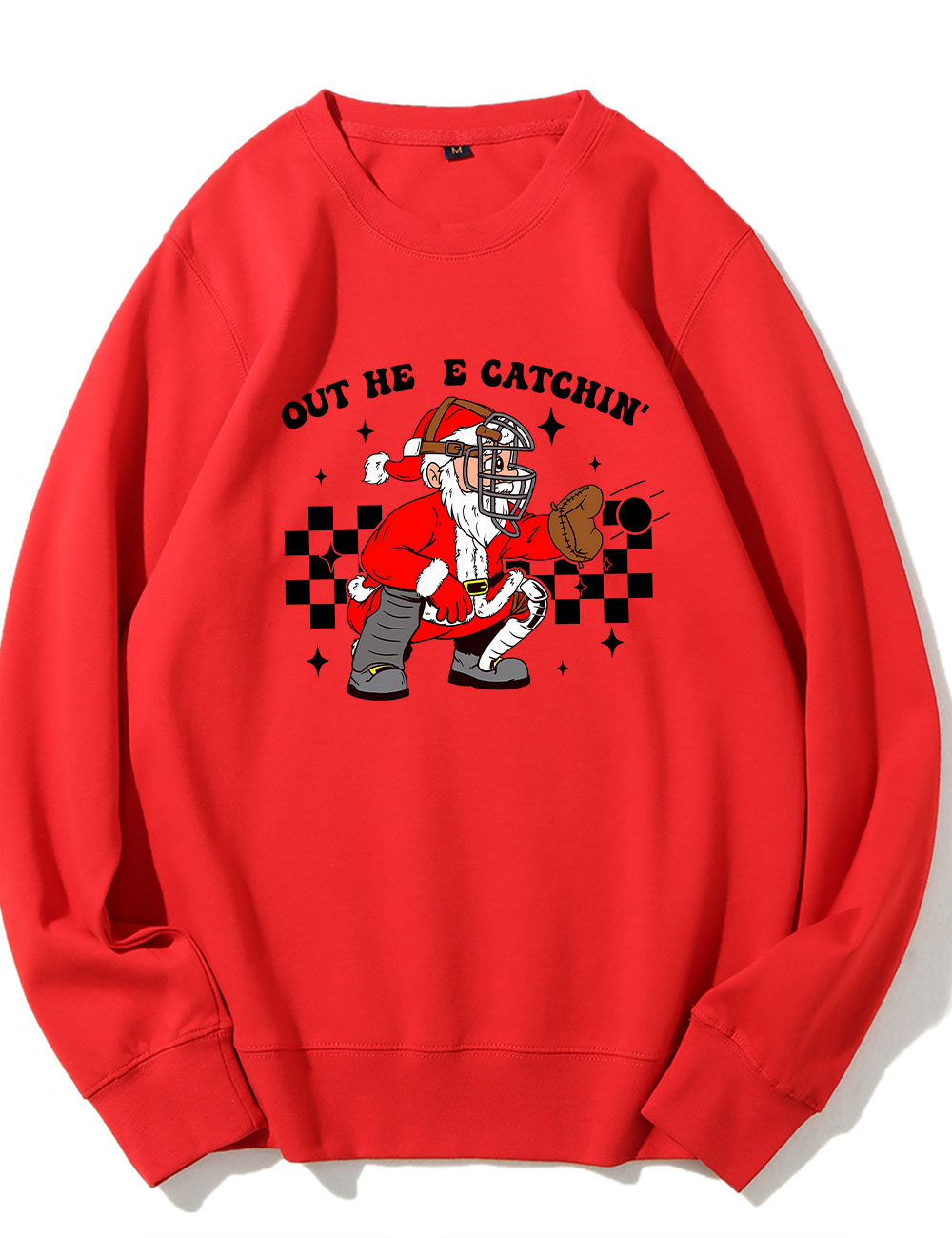 Out Here Catchin' Christmas Football Santa Football Sweatshirt