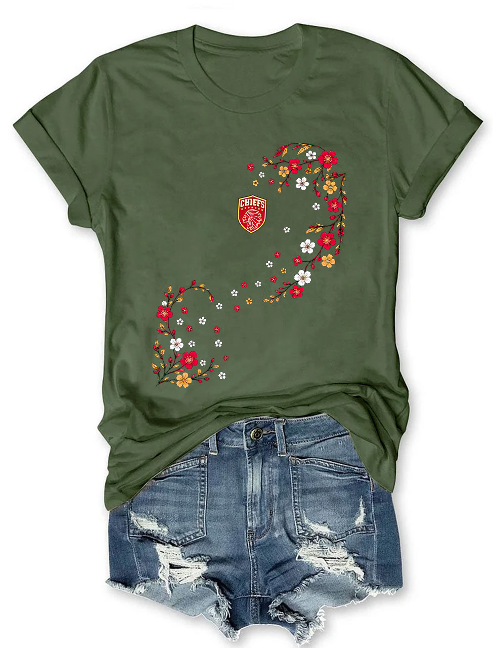 Chiefs Floral Football T-Shirt