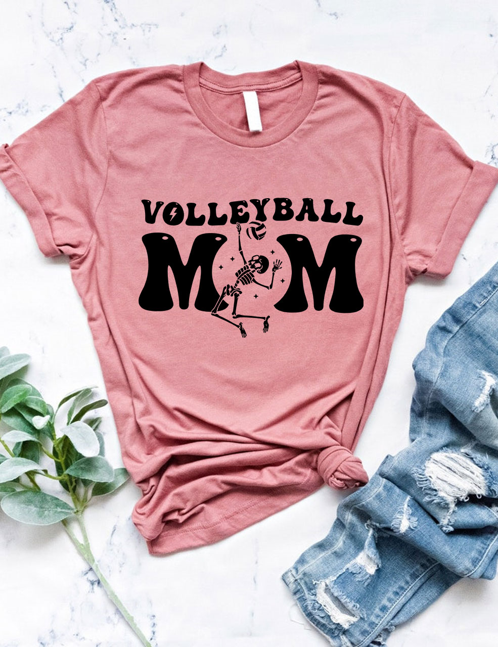 Volleyball Skeleton Mom T-shirt