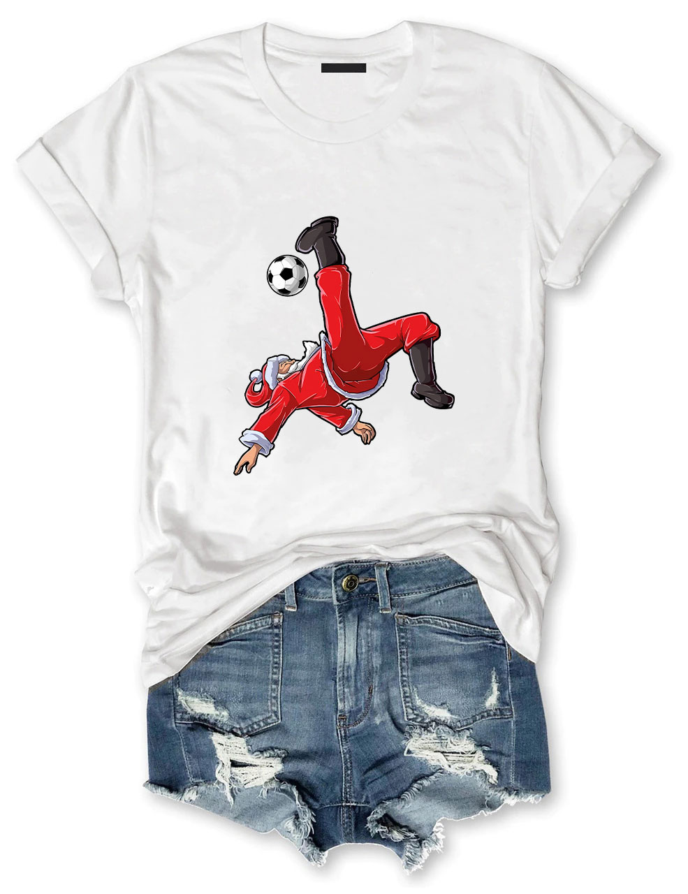 Christmas Soccer Santa Funny T-Shirt