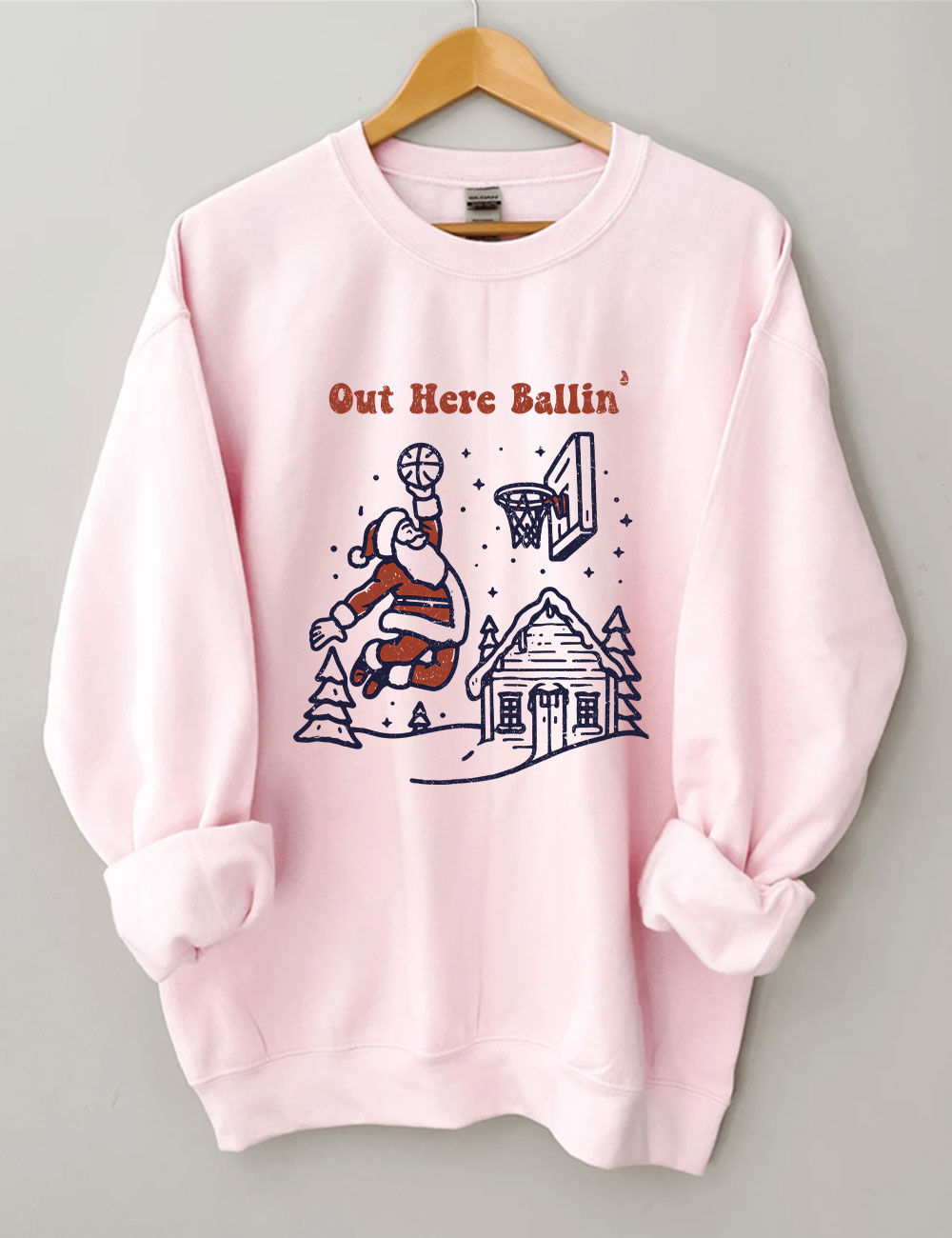 Out Here Ballin Santa Playing Basketball Sweatshirt