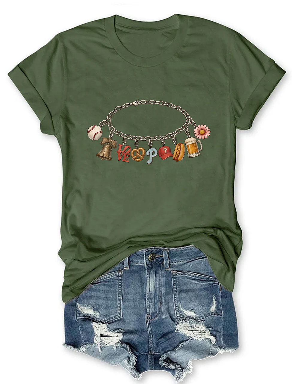 Phillies Charm Bracelet Baseball T-Shirt